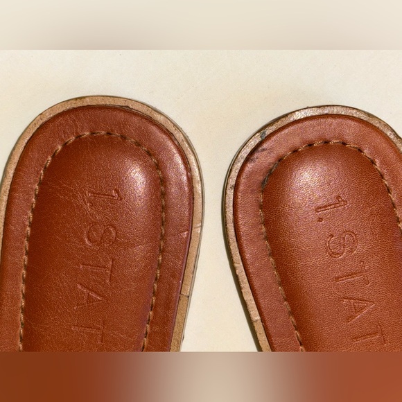 1.STATE GOLDEN MUSTARD YELLOW 3 STRAP SUEDE SLIP ON SANDALS WOMEMS SZ 8.5 - Picture 7 of 7